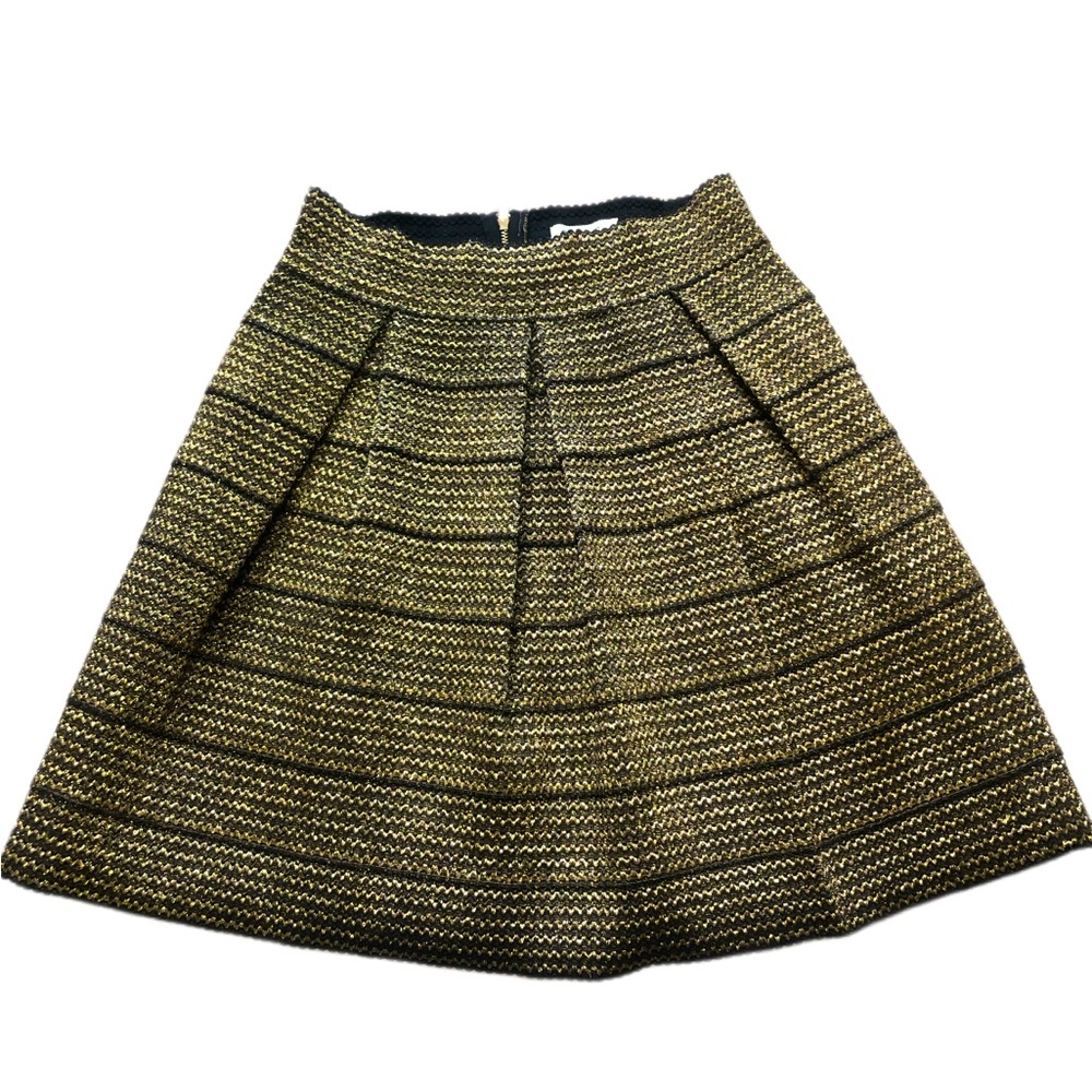 Ginger G  Shiney Gold Pleated A-Line Skirt